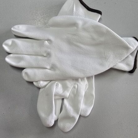 RĘKAWICE ROBOCZE BIAŁE NYLON POLIURETAN 12 PAR