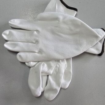 RĘKAWICE ROBOCZE BIAŁE NYLON POLIURETAN 12 PAR